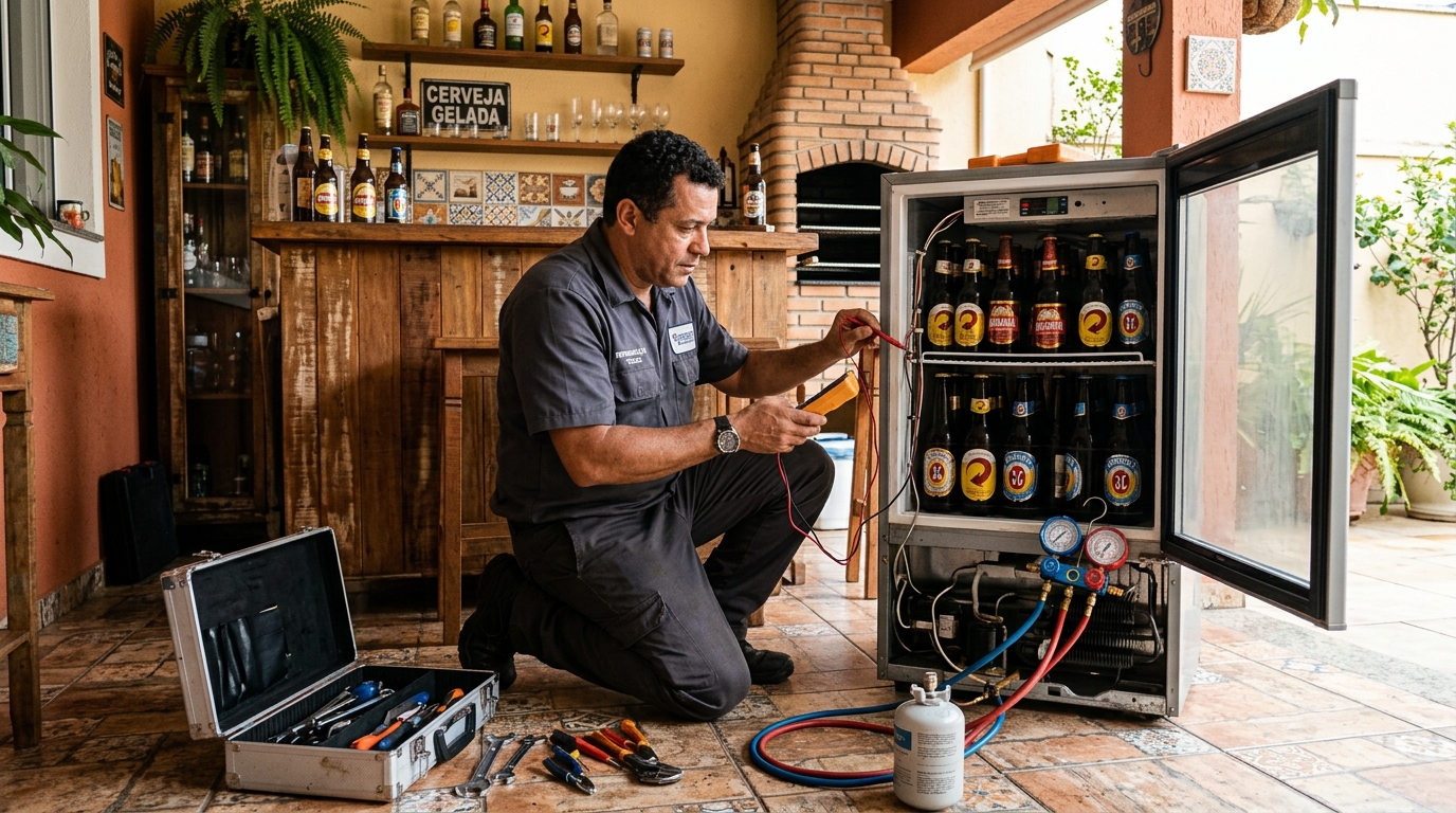 Aplicação de gás refrigerante em cervejeira atendida em Santo André‑SP